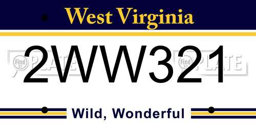 2WW321 West Virginia License Plate