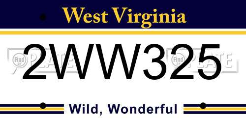 2WW325 West Virginia License Plate