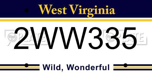 2WW335 West Virginia License Plate
