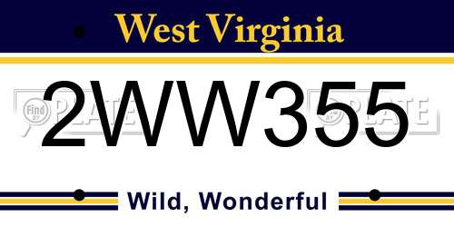 2WW355 West Virginia License Plate