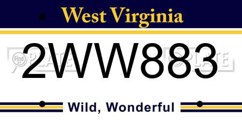 2WW883 West Virginia License Plate