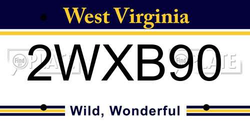 2WXB90 West Virginia License Plate