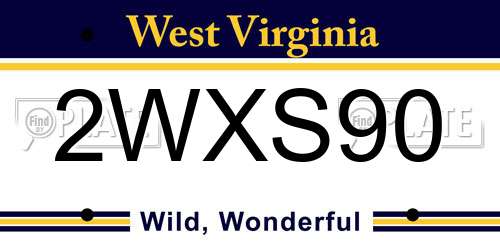 2WXS90 West Virginia License Plate