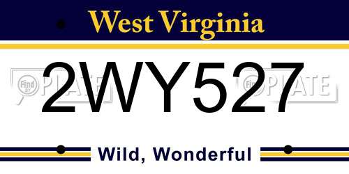 2WY527 West Virginia License Plate