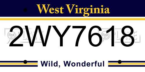 2WY7618 West Virginia License Plate