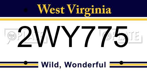 2WY775 West Virginia License Plate