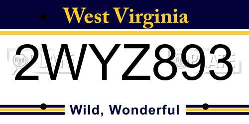2WYZ893 West Virginia License Plate