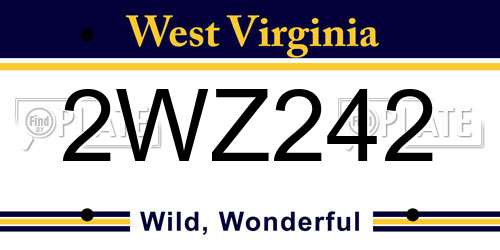 2WZ242 West Virginia License Plate
