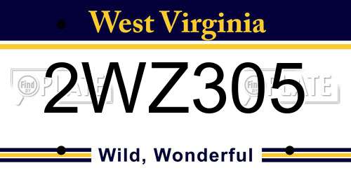 2WZ305 West Virginia License Plate