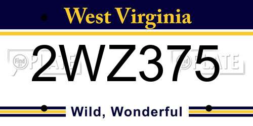 2WZ375 West Virginia License Plate