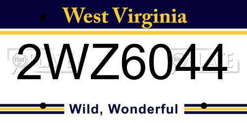 2WZ6044 West Virginia License Plate