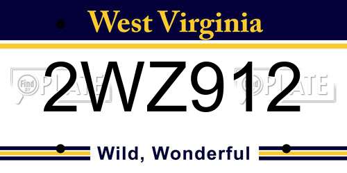 2WZ912 West Virginia License Plate