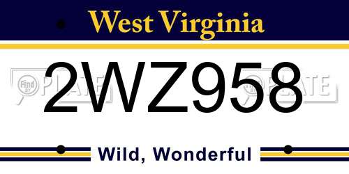 2WZ958 West Virginia License Plate