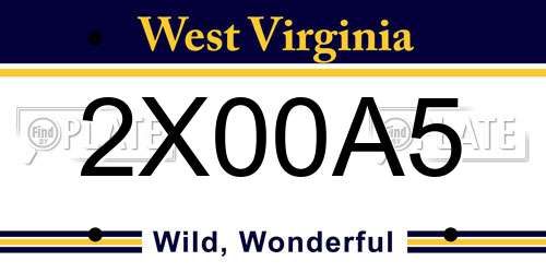 2X00A5 West Virginia License Plate