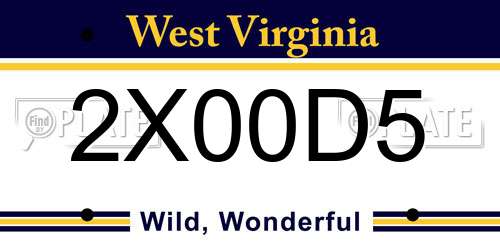 2X00D5 West Virginia License Plate