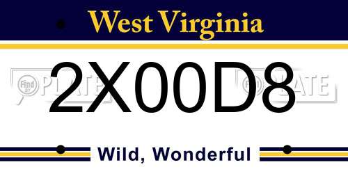 2X00D8 West Virginia License Plate