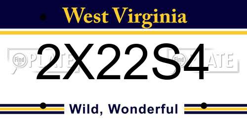 2X22S4 West Virginia License Plate