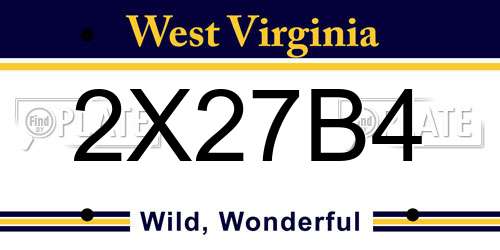 2X27B4 West Virginia License Plate