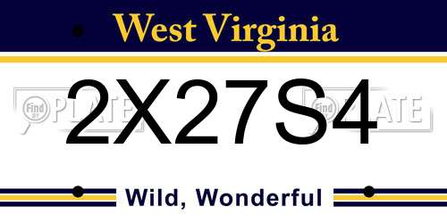 2X27S4 West Virginia License Plate