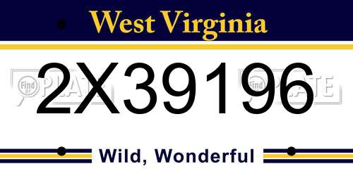 2X39196 West Virginia License Plate