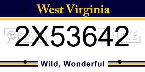 2X53642 West Virginia License Plate