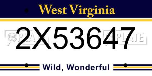 2X53647 West Virginia License Plate