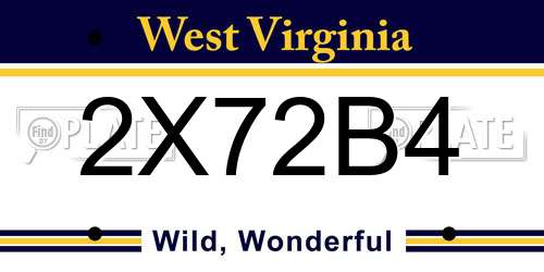 2X72B4 West Virginia License Plate