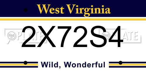 2X72S4 West Virginia License Plate