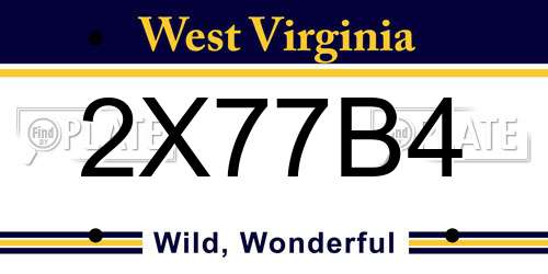 2X77B4 West Virginia License Plate