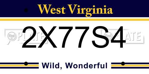 2X77S4 West Virginia License Plate