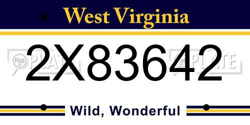 2X83642 West Virginia License Plate
