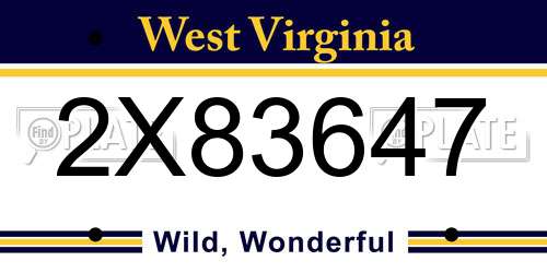 2X83647 West Virginia License Plate