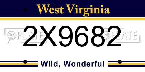 2X9682 West Virginia License Plate
