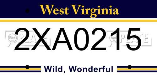 2XA0215 West Virginia License Plate