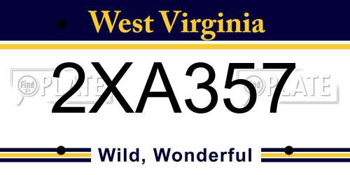 2XA357 West Virginia License Plate