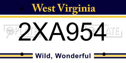2XA954 West Virginia License Plate