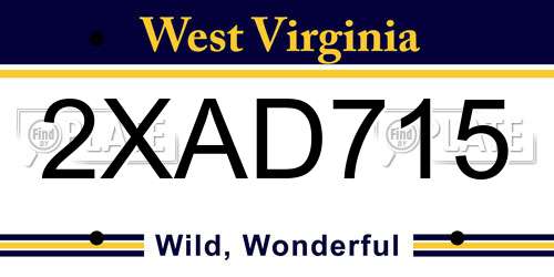 2XAD715 West Virginia License Plate