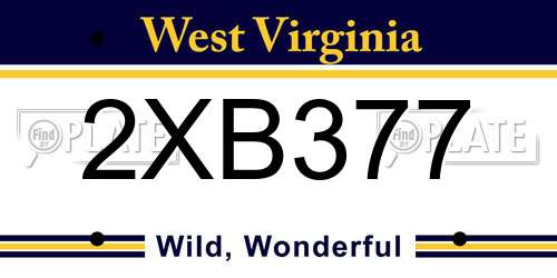 2XB377 West Virginia License Plate
