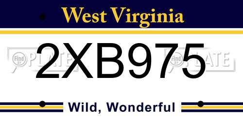 2XB975 West Virginia License Plate