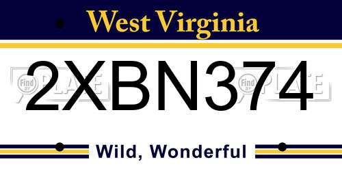 2XBN374 West Virginia License Plate