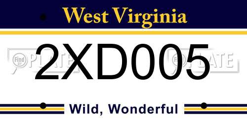 2XD005 West Virginia License Plate