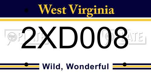2XD008 West Virginia License Plate