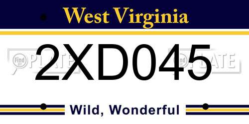 2XD045 West Virginia License Plate