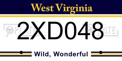2XD048 West Virginia License Plate