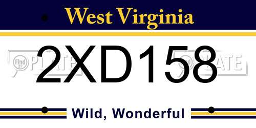 2XD158 West Virginia License Plate