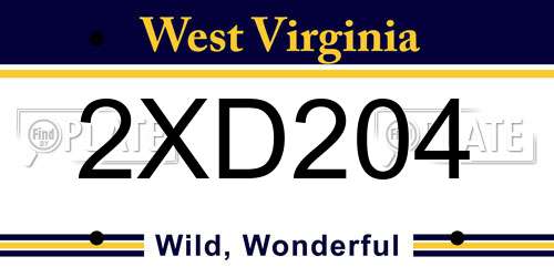 2XD204 West Virginia License Plate