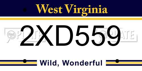 2XD559 West Virginia License Plate