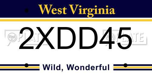 2XDD45 West Virginia License Plate