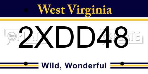 2XDD48 West Virginia License Plate