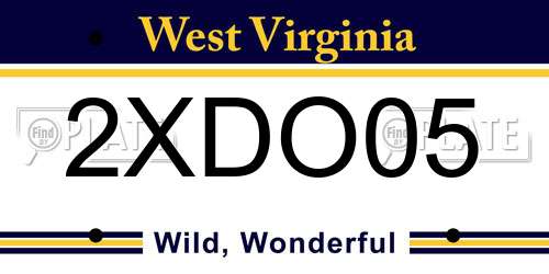 2XDO05 West Virginia License Plate